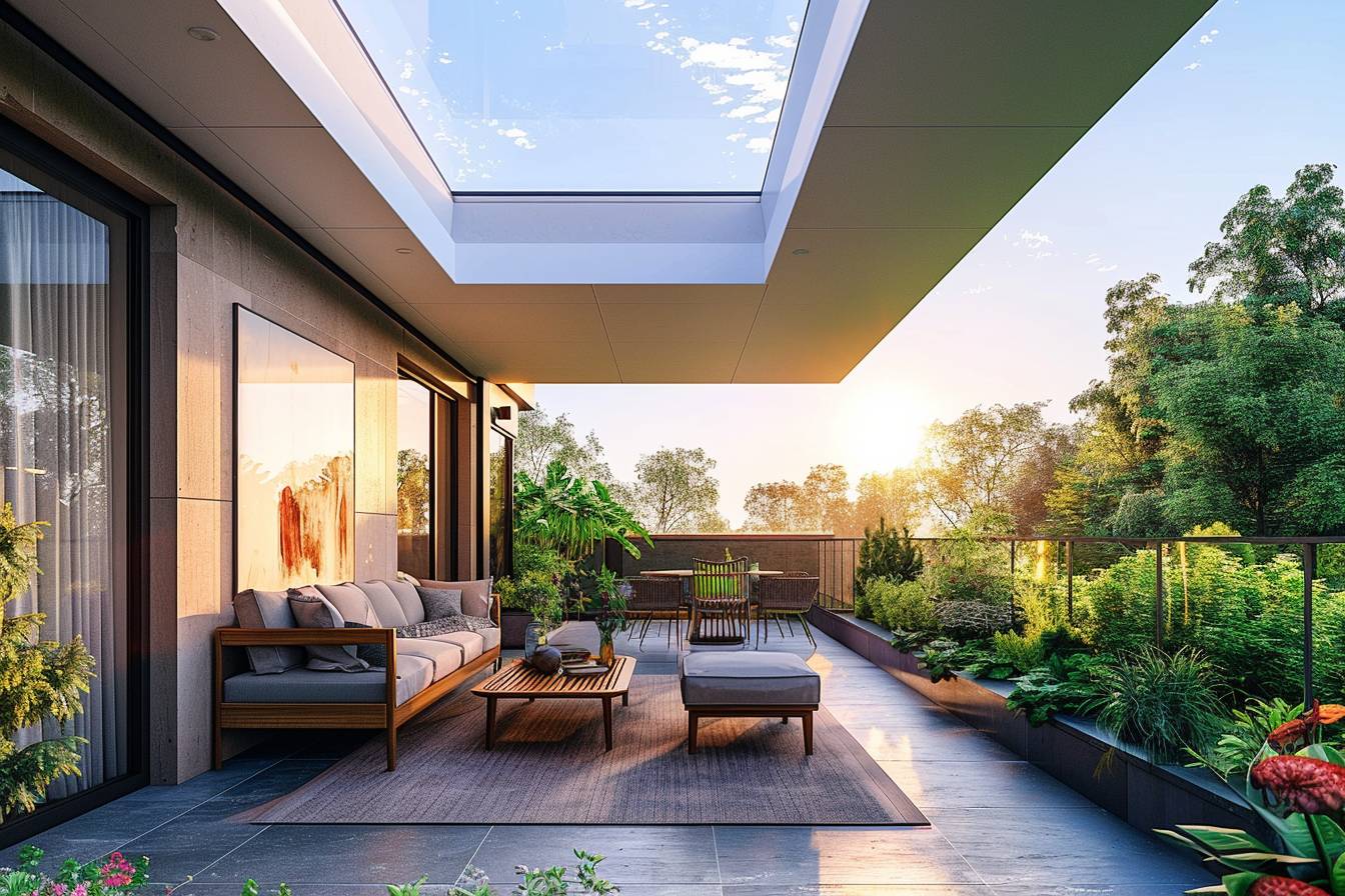 Veranda toit plat avec puit de lumiere